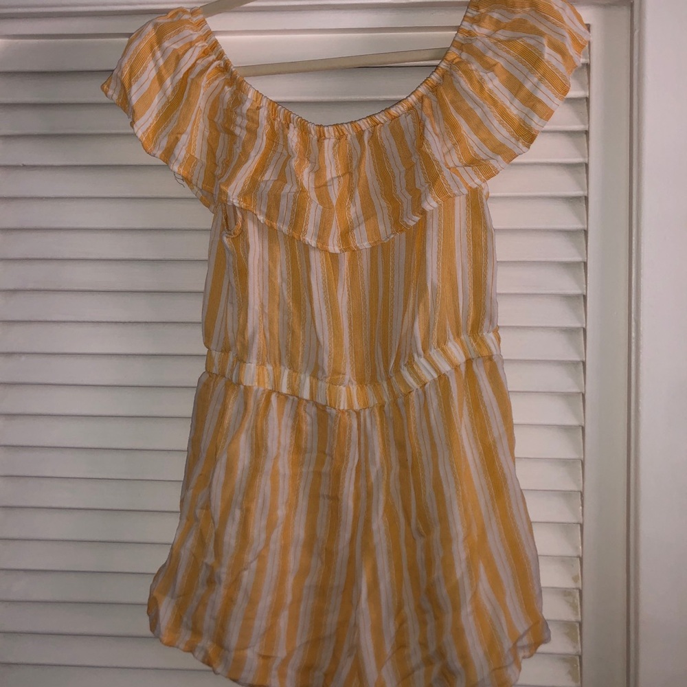 YELLOW STRIPED ROMPER!